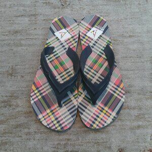 Brand New Sperry Navy Plaid Women's Flip Flops Size 7